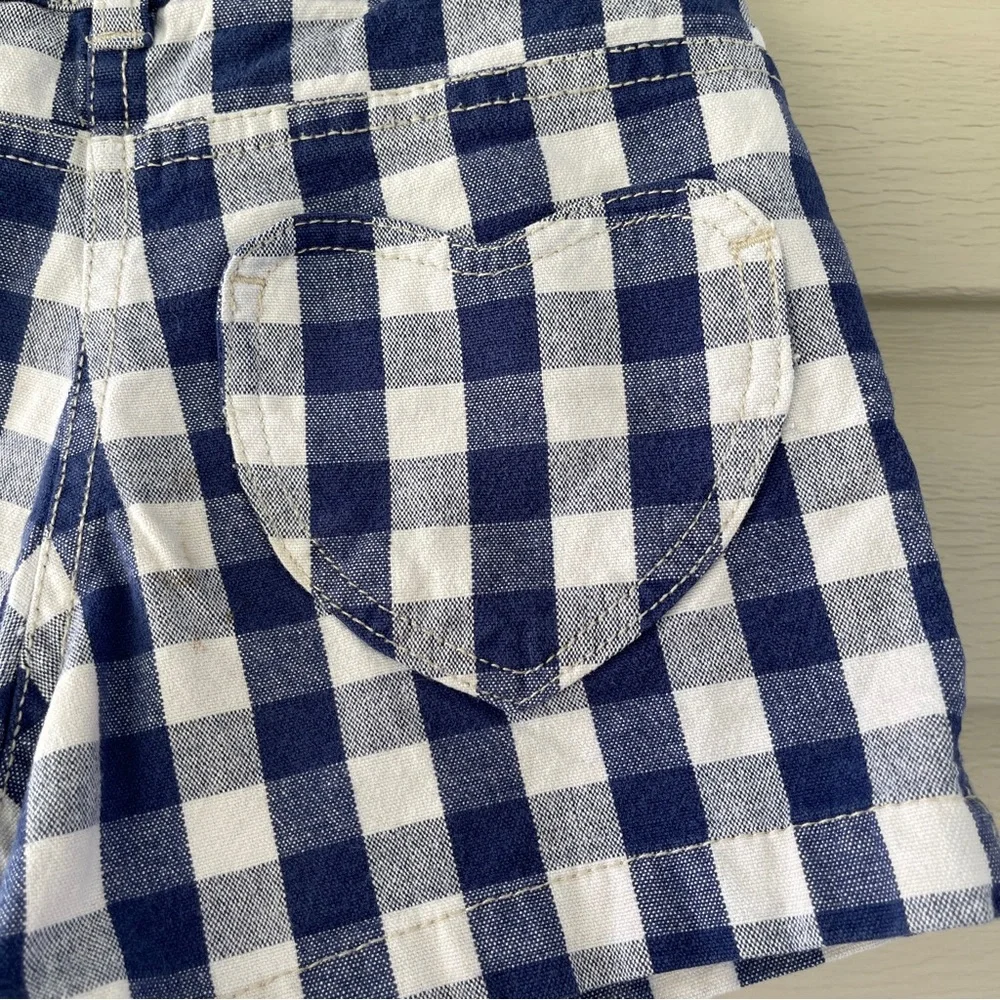 Mini Boden Girl's Navy Blue and White Plaid Checkered Shorts Size 6Y